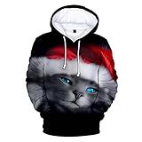 WXZZ Herren 3D Druck Lustige Weihnachtspullover Retro Kapuzen Weihnachts-Sweatshirt Jumper Herbst Xmas Pulli Loose Casual Hässliche Christmas Hoodie für Festliche Party S-4XL