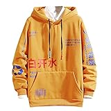 Patchwork Hoodie Langarm Pullover mit Kapuzen Kapuzenpullover Herren Buchstabe Druck