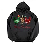NHNKB Hoodie Damen Weihnachten Sweatshirt Pullover mit Kapuze Christmas Hooded Kapuzenpullover Xmas Pulli Sw