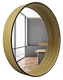 BD ART Rund Spiegel, Wanddekorativer Spiegel, Skandinavisches Design, Wandspiegel Design,Tief, 50cm Durchmesser, Holz, Eiche/Schw