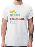 Vatertagsgeschenk Papa - Papa Ehemann Grillmeister Held Retro Vintage Effekt - L - Weiß - Tshirt Herren Ehemann Papa Grillmeister held - L190 - Tshirt Herren und Männer T-S