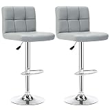 IntimaTe WM Heart 2er-Set Barhocker, Barstuhl mit Lehne und robustem Standfuß, Höhenverstellbar Tresenhocker, Moderner Drehhocker für Küchen und Bars, dick gepolsterte Sitzkissen (Grau-2)