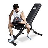 FLYBIRD Hantelbank, verstellbare Krafttrainingsbank für Ganzkörpertraining mit schnellem Zusammenklappen-Black