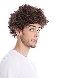 WIG ME UP - PW0186-P4 Perücke Herren Damen Karneval kurz Kraus gelockt Locken kurzer Afro braun Mopp