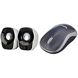 Logitech Z120 Notebook-Lautsprecher 2.0 (mit 3,5 mm USB-Stromversorgung) schwarz/silver & M185 schnurlos Maus (USB, kompatible mit Windows, Mac, Linux) g