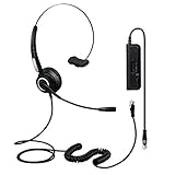 TWOTW Telefon Monaural Headset RJ9 Dual mit Noise Cancelling Mikrofon Lautstärkeregler Call Center Kopfhörer für Festnetztelefone Komfort Langlebig Stark