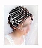 NOTRUY Schleier Brautschleier Hochzeit Birdcage Schleier mit Perlen, Hochzeit Bandeau Schleier, Kleiner Vogelkäfigschleier - Blush Fascinator Brautschleier Hochzeit Zubehör (Color : Ivory)