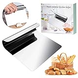 WisFox Gemüseschaufel Kochschaufel Hochwertig Edelstahl Universalhelfer Spachtel Backen Teigschneider Teigspachtel zur Teigbearbeitung Kuchen und Pizza Cutter (4.72 x 5.51 x 1.3 in)