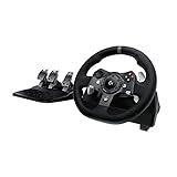 Logitech G920 Driving Force Gaming Rennlenkrad, Zweimotorig Force Feedback, 900° Lenkbereich, Leder-Lenkrad, Verstellbare Edelstahl Bodenpedale, Xbox One/PC/Mac - UK-Stecker, schw