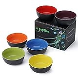 MiaMio - 6 x 600ml Schüsseln / Schalen Set Außen Schwarz Innen Farbig - Le Papillon Kollektion (Bunt)