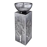 Dekosäule mit Pflanzschale und Beleuchtung Solar Säulenleuchte Außen Pflanzsäule mit Schale Metall, Lichteffekt, 1x LED warmweiß, H 59 cm, G