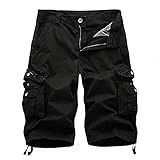 Yikesnt Herren Freizeit Overalls Shorts Sommer Jugend Europäische und amerikanische Hose mit geradem Bein Bequeme große Größe mit Taschen 34
