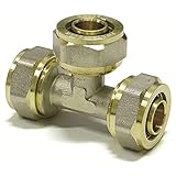 16er Schraubfitting -T-Stück für Aluverbundrohr, Schraubfitting 16x2, DVGW