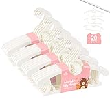 Anstore 20 Stück Mitwachsende Kinderkleiderbügel Platzsparend mit Stapelbaren Bärchen-Haken Rutschfeste Kleiderbügel für Babys und Kleinkinder, Weiß