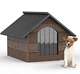 Isolierte Hundehütte Hundehaus Hundehöhle Wetterfest Schutz vor Regen, Kälte, Schnee, Wärme - Holzisolierung mit Polystyrolschaum Spitzdach (L, Palisander)
