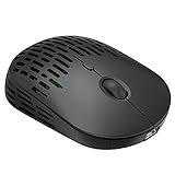 REFRIY Hollow Mouse 2.4G Wireless Charging Mouse Silent Three-Speed 1600dpi mit 600mAh Eingebautem Akku für MacBook/Tablet/PC/Office/Spiel,Schw