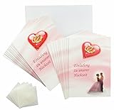 Hochzeit Einladungskarten rosa - rot - weiß im Set. Einladungen zum Hochzeit feiern 20 x Einladungskarten, 20 weiße Umschläge, 20 Fotoecken mit Foto selbstgestalten (20 Stück, Einladungskarten)