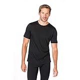 super.natural Dünnes Herren Kurzarm T-Shirt, Mit Merinowolle, M BASE TEE 140, Größe: XXL, Farbe: Schwarz (Jet Black)