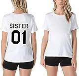 Best Friends BFF Beste Freunde T-Shirt für Zwei Mädchen Damen Tshirt - 1x Sister 01 Weiß M