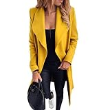 Tekaopuer Damenjacke in Übergröße, lange Ärmel, formeller Anzug, offene Vorderseite, Blazer, Arbeit, Büro, Revers, Z3-gelb, 44