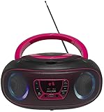 Denver TCL-212BT Tragbarer CD-Player Boombox mit LED-Lichtshow-Lautsprechern, Bluetooth, FM-Radio, USB, MP3-Unterstützung und AUX-IN für Smartphone/Tab