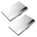 OZUAR 2 Pack Visitenkartenetuis Professioneller Kartenhalter für Visitenkarten, Edelstahl Aufbewahrungsschützer Taschen für ID-Karten Kreditkarten (9.3 x 6 x 0.7cm)