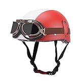 LUNANA Halbschale Jet-Helm ECE-Zulassung, Adults Unisex Motorrad Sicherheitshelm mit Schutzbrille, Retro Vintage Halbhelm, für Scooter Mofa Helm Pilot （57~62CM）