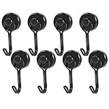 Anksixx Magnethaken, Magnet Haken, 8 Stück Super Starker Magnete mit Haken, Schwarz Neodym Magnet haken hält, Drehbar Schwerlast Magnetischer Haken für Küche Büro Schließfächer Kühlschrankmag