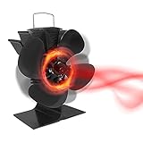Heizbetriebener Ofenventilator, Lüfter mit 4 Blättern, Kaminventilator Hitzebetrieben, für Holzöfen Kamin,Kaminbesteck Stromloser, Öfen Strom Kamin Ventilator, Eco-Friendly und Effiziente F