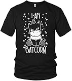 I am Batcorn - süßes Superheld Einhorn Fun Unicorn - Herren T-Shirt und Männer Tshirt, Größe:L, Farbe:Schwarz Original G