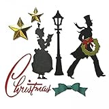 CYFUN DESIGN Prinz und Prinzessin Weihnachtsformen für die Kartenherstellung Laterne Bowknots Kranz Sterne Weihnachtsalphabete Stanzformen aus Metall für DIY Scrapbooking Papier Basteln Kunstb