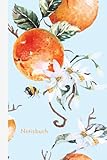 Vintage Obst Notizbuch- schönes Retro Cover mit Orangen und Hummeln, 120 linierte S