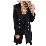 EMATOP Damen Jacke Wolle Mantel Wollmantel Winter Warm Trenchcoat Trenchjacke Outwear Elegant Lang Blazer Winterjacke Winddichte Windbreaker Einfarbig Mode Anzugjacke Revers Outfit Longb