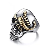 starchenie Herrenringe, Edelstahlringe Schädel Skelettkopf Gothic Punk Rock Biker Ring Geschenk für F