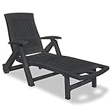 vidaXL Sonnenliege Kunststoff Anthrazit Gartenliege Strandliege Relaxlieg