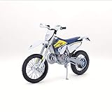 Maisto Husqvarna FE 501: Originalgetreues Motorradmodell 1:12, mit beweglichem Ständer, Federung und frei rollenden Rädern, 17 cm, blau-weiß (5-16921)