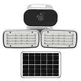 Hopcd Solar-Überwachungskamera im Freien, CCTV 1080P 4G-Solarkamera mit 160 weißen Lichtern/Bewegungserkennung/Nacht für Vision im Freien(Weiß + EU)