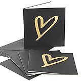 Logbuch-Verlag 5 quadratische Grußkarten schwarz gold mit Herz - Hochzeitskarte Klappkarte Einladung Hochzeit Weihnachten 15