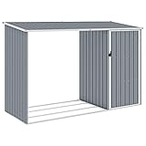 Brennholzlager Grau 245x98x159 cm Verzinkter Stahl, Gartenhaus Garten Schuppen Outdoor, für Unterbringung Einer Werkzeugen, Gartenmöbeln und Garteng