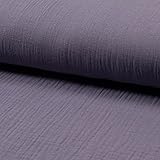 Stoff Musseline Double Gauze UNI in vielen Farben - Kinderstoff Babystoff Kuschelstoff - Stoff zum Nähen - Meterware ab 50cm (dusty flieder)