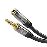 KabelDirekt – 7,5 m – Kopfhörer-Verlängerungskabel, 3,5-mm-Klinken-Verlängerung (Aux-Audiokabel, Klinkenstecker/Klinkenbuchse, nahezu unzerstörbares Metallgehäuse, ideal für Kopfhörer, schwarz)