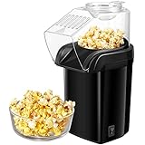 WOZUIBAN Popcornmaschine für Zuhause, 1200W Heissluft Popcorn Machine Ohne Fettfrei Ölfrei, Kalorienarm Popcorn Popper für Heim-Kino Zuhause Retro Popkorn-Automat (Schwarz)