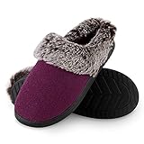 Dunlop Hausschuhe Damen, Winterschuhe Damen Gedächtnis Schaum, Plüsch Filzpantoffeln, Anti Rutsch Slipper Damen und Teenager Mädchen, Geschenke für Frauen (Dunkellila, Numeric_40)