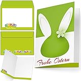 Osterkarten mit Umschlag (15er Set) HASENOHREN - edle & moderne Klappkarten - ideal privat und geschäftlich - Frohe Ostern Karten von BREITENWER
