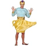 NET TOYS Bezauberndes Flaschengeist-Kostüm für Herren - Blau-Gold L (52/54) - Glänzende Männer-Verkleidung Dschinn - Der Hit für Karneval & Mottoparty
