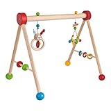 Eichhorn, Baby Gym, mit Spiel und Greiffunktion, Spieltrapez mit farbigen Hängeelementen und Holzkugeln, aus FSC 100% zertifiziertem Buchenholz, 46x56x42 cm, Hergestellt in Deutschland, ab 3 M