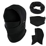 Skxinn 6 in1 Schwarz Gesichtsmaske, Winddichte Vollgesichtsmaske, Verstellbare Skimaske, Motorrad- und Fahrrad Maske, Warme Sturmhaube für Winter Sport und Outdoor, Unisex und Universalgröß