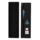 Tenpac Elegantes Blumen-Glasstift-Kaligraphie-Stift-Set für Familienfreunde Unterschriften für Essays Es(Light Blue, Animal)