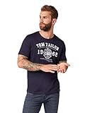 TOM TAILOR Herren T-Shirt mit Logoprint 1008637, 10690 - Knitted Navy, L