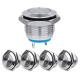 Larcele 16mm Wasserdicht Momentan Push Button Metall Mini Drücken Taster Druckknöpfe 5 Stücke,JSANKG-01 (J Pin Terminal, Flachkopf) MEHRWEG
